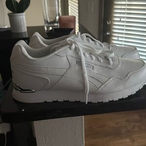 All white Reebok sneakers only wear once size 14